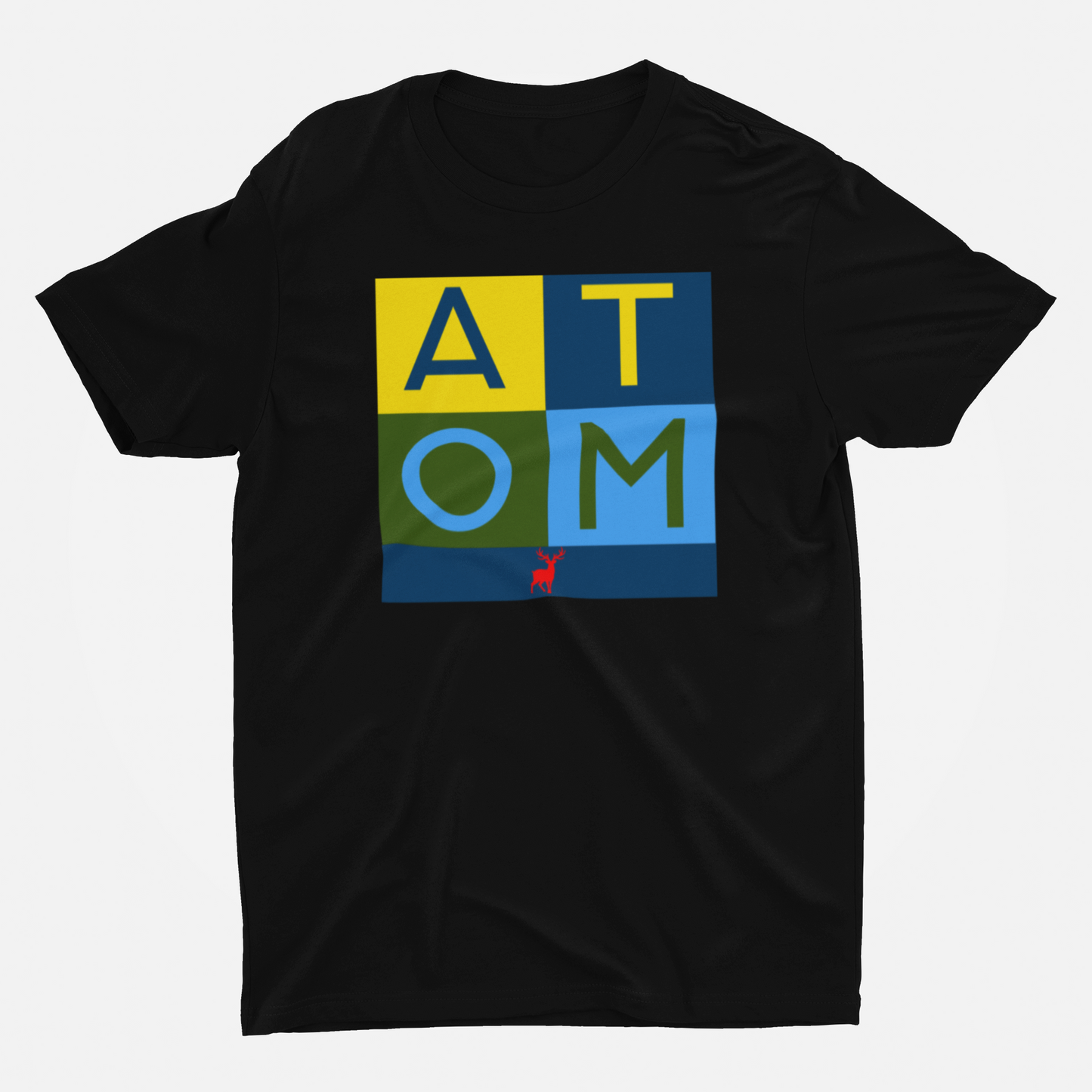 ATOM Signature Color Box Black Round Neck T-Shirt for Men.