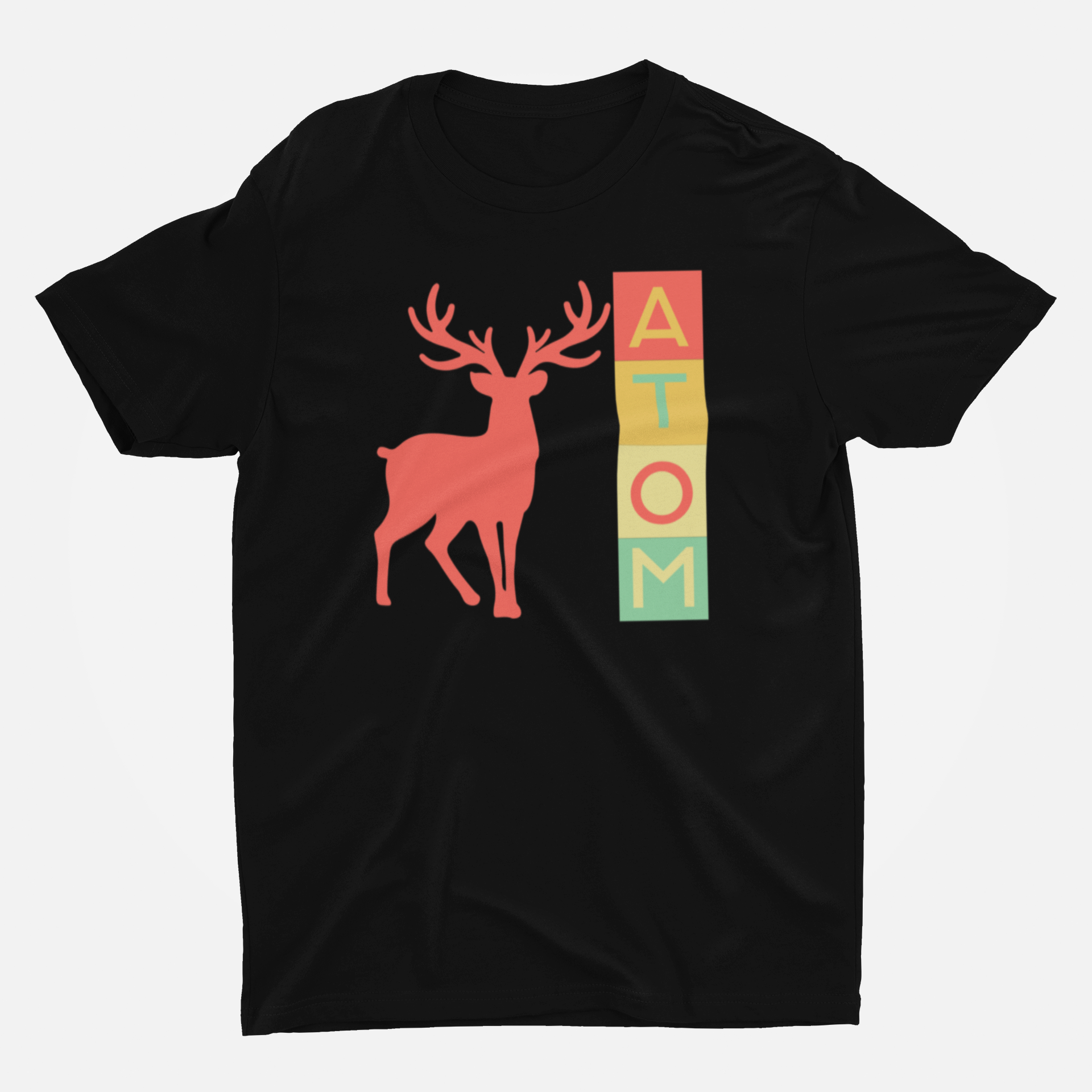 ATOM Signature Vertical Box Coloured Black Round Neck T-Shirt for Men.