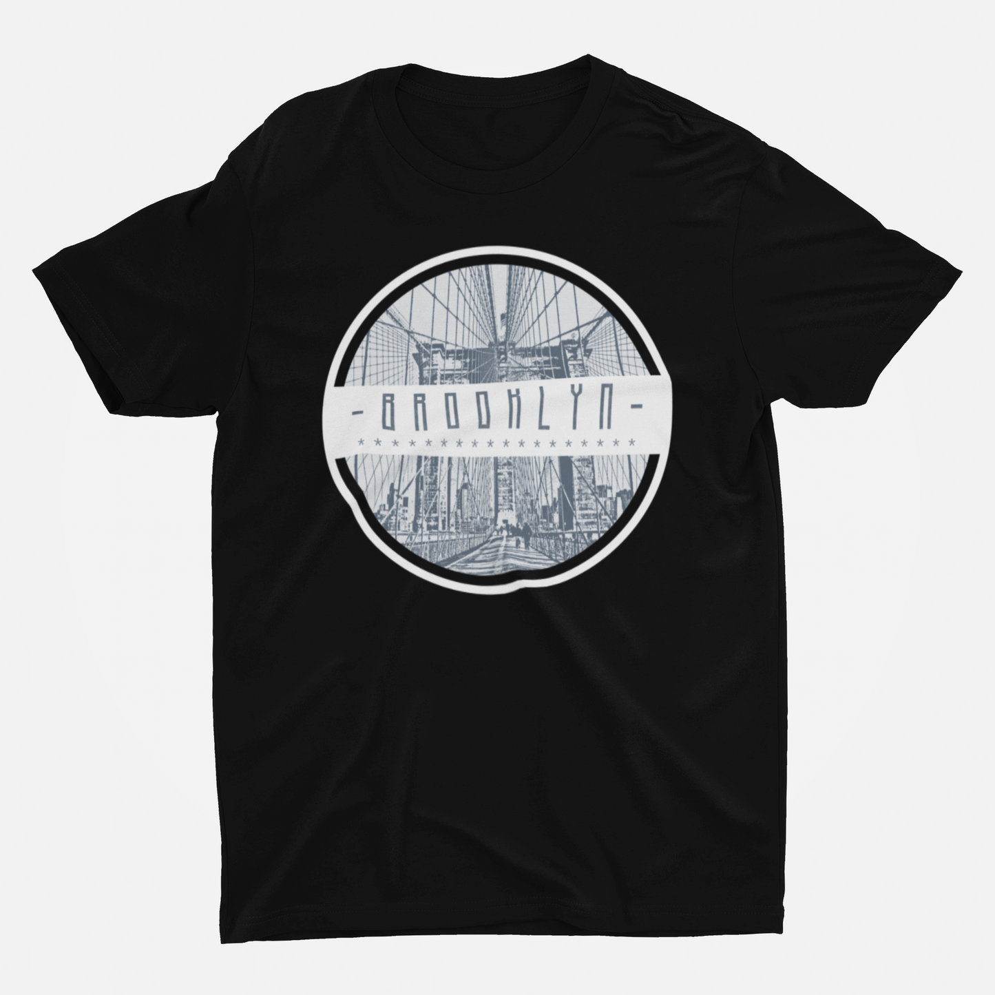 Brooklyn Black Round Neck T-Shirt for Men. 