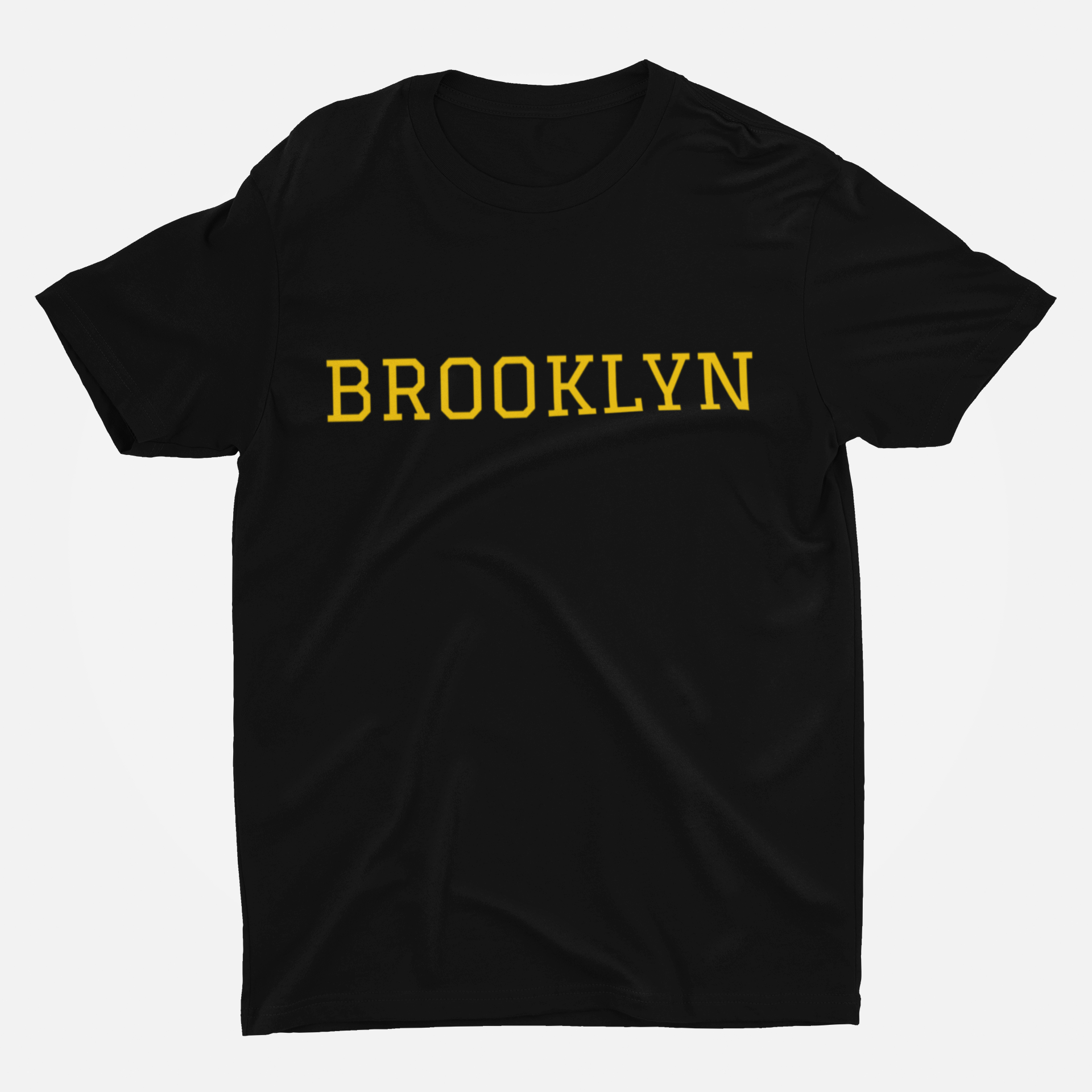 Brooklyn Yellow Font Black Round Neck T-Shirt for Men. 