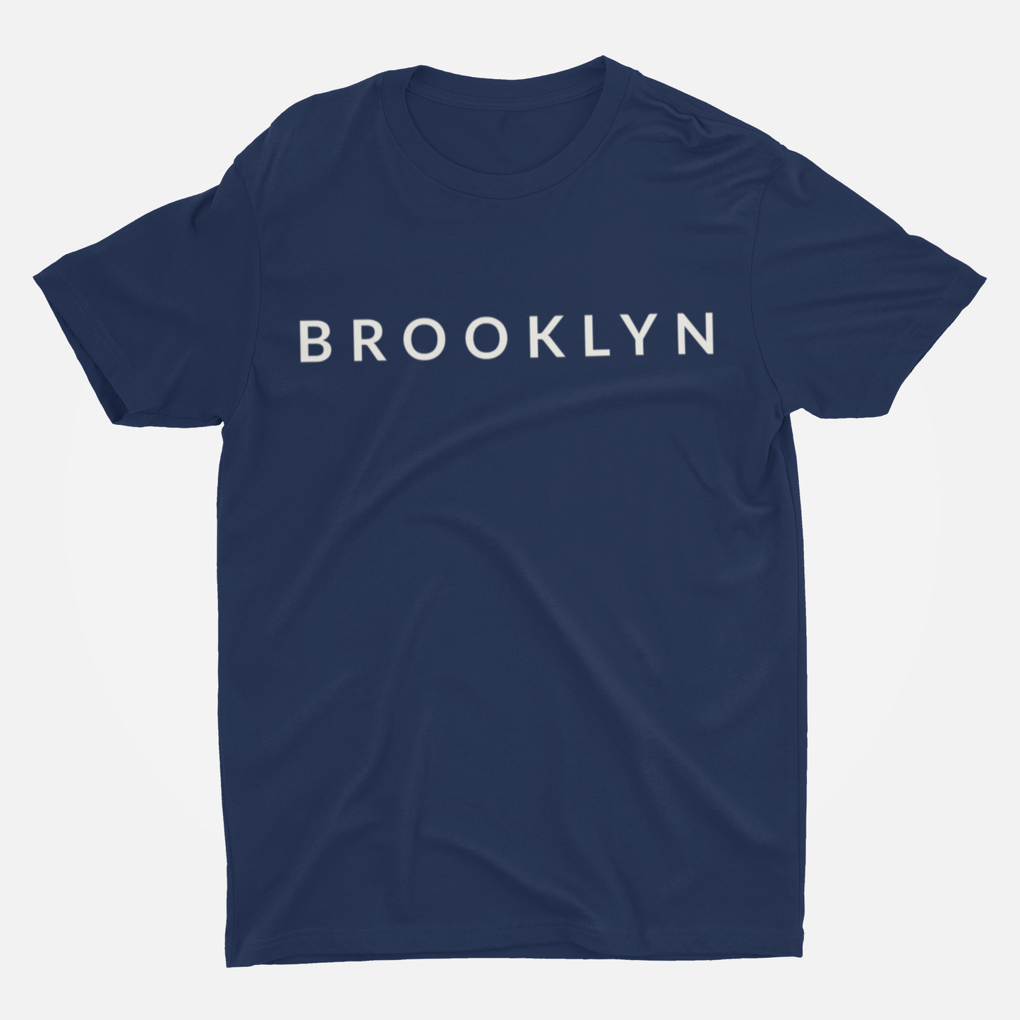 Brooklyn White Font Navy Blue Round Neck T-Shirt for Men. 