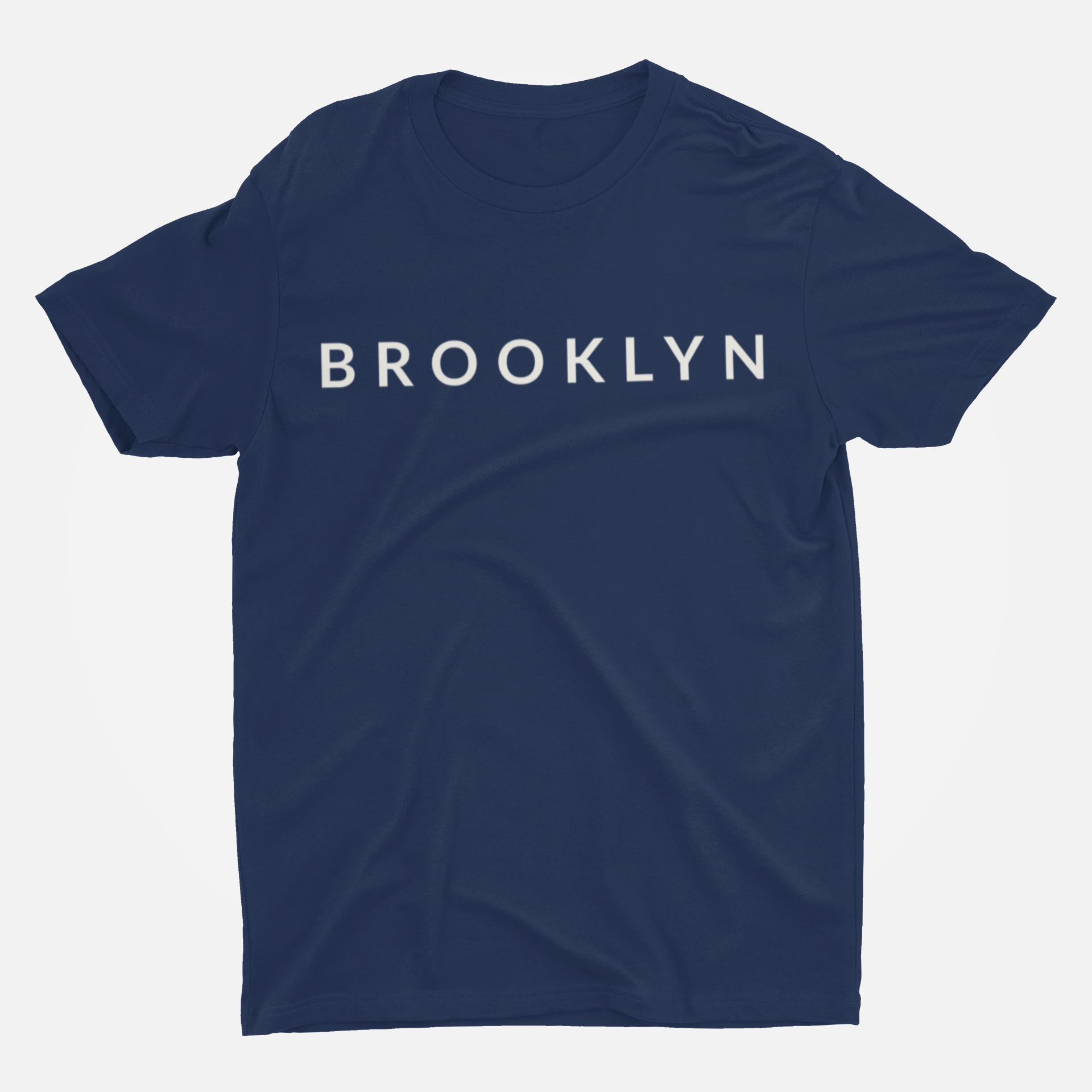 Brooklyn White Font Navy Blue Round Neck T-Shirt for Men. 