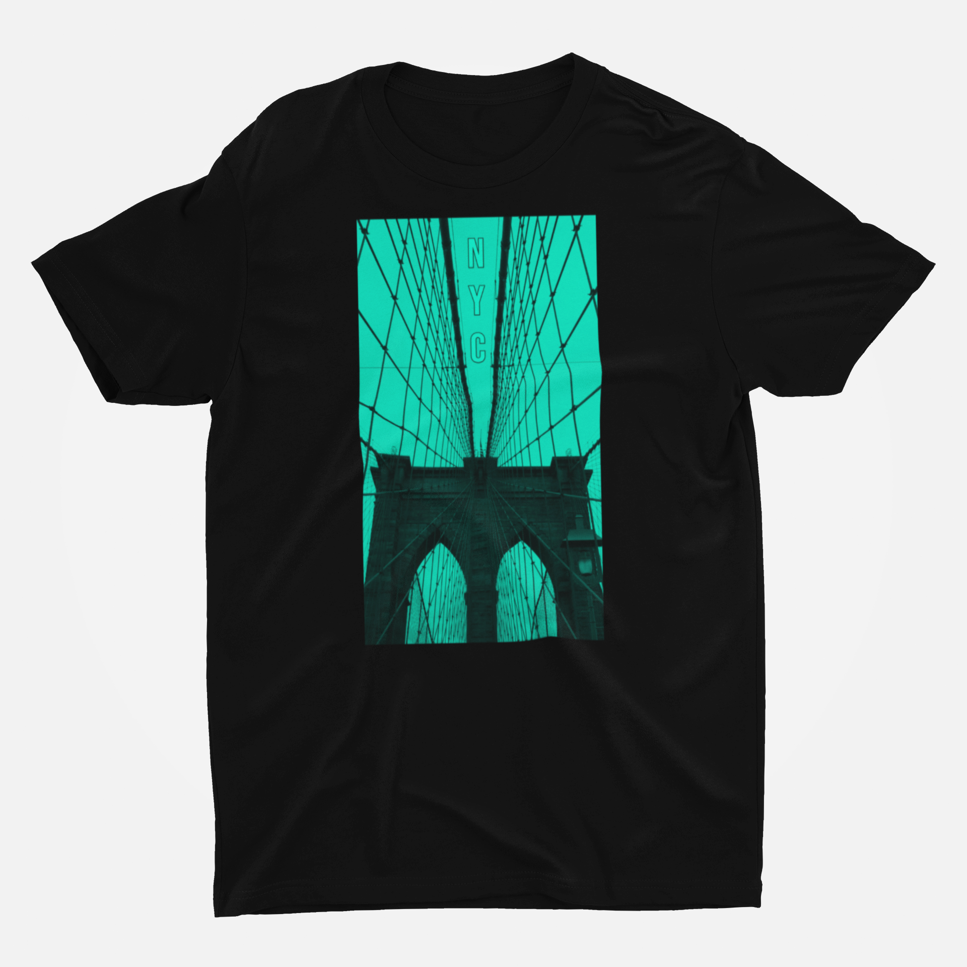 New York Black Round Neck T-Shirt for Men. 