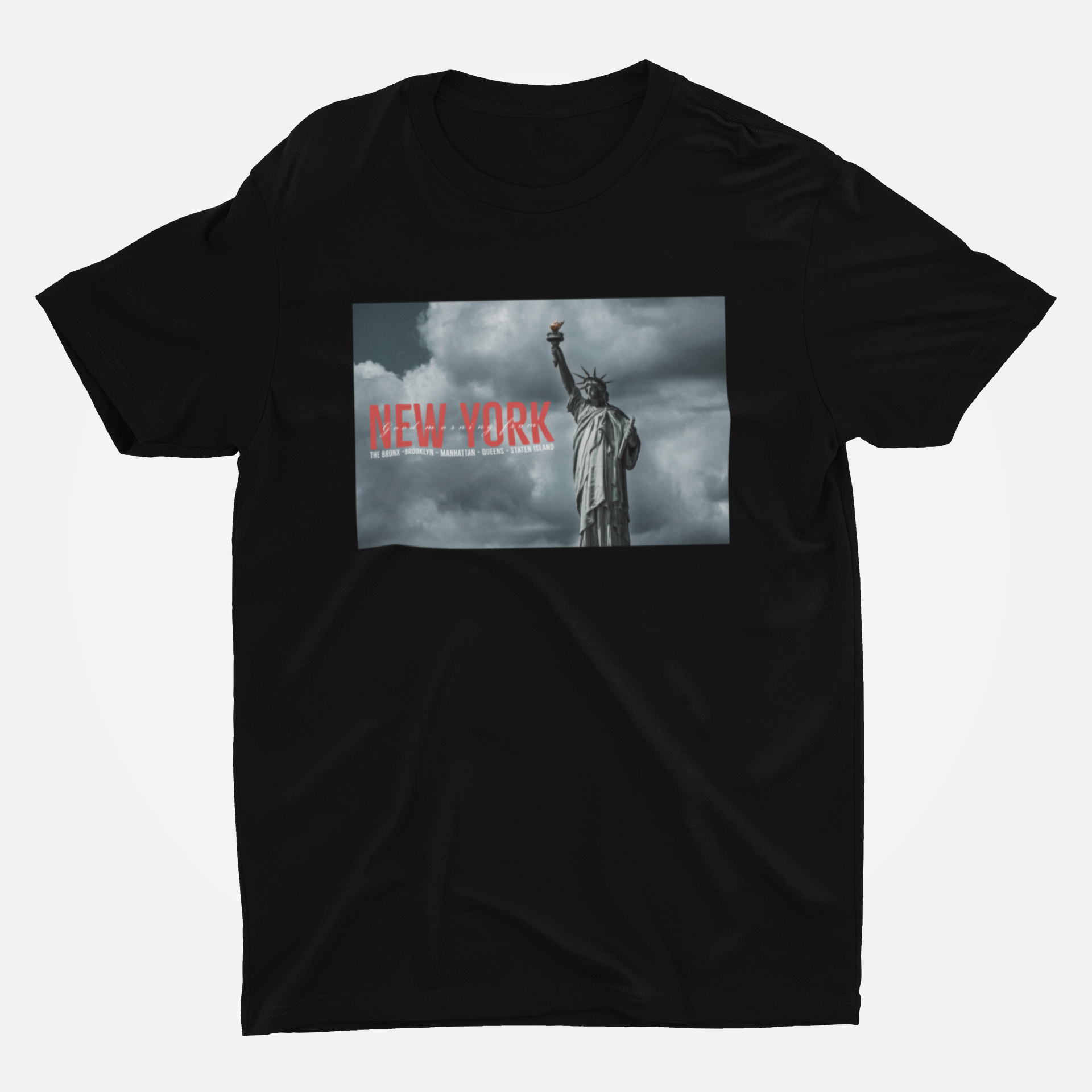 New York City Black Round Neck T-Shirt for Men. 
