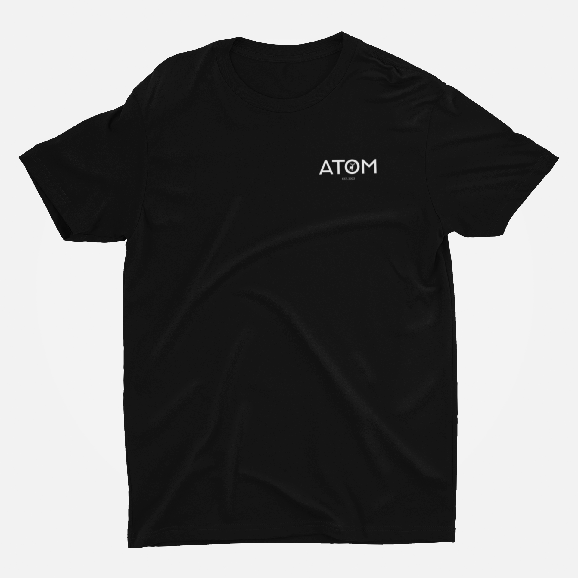 ATOM Logo Basic Black Round Neck T-Shirt for Men.