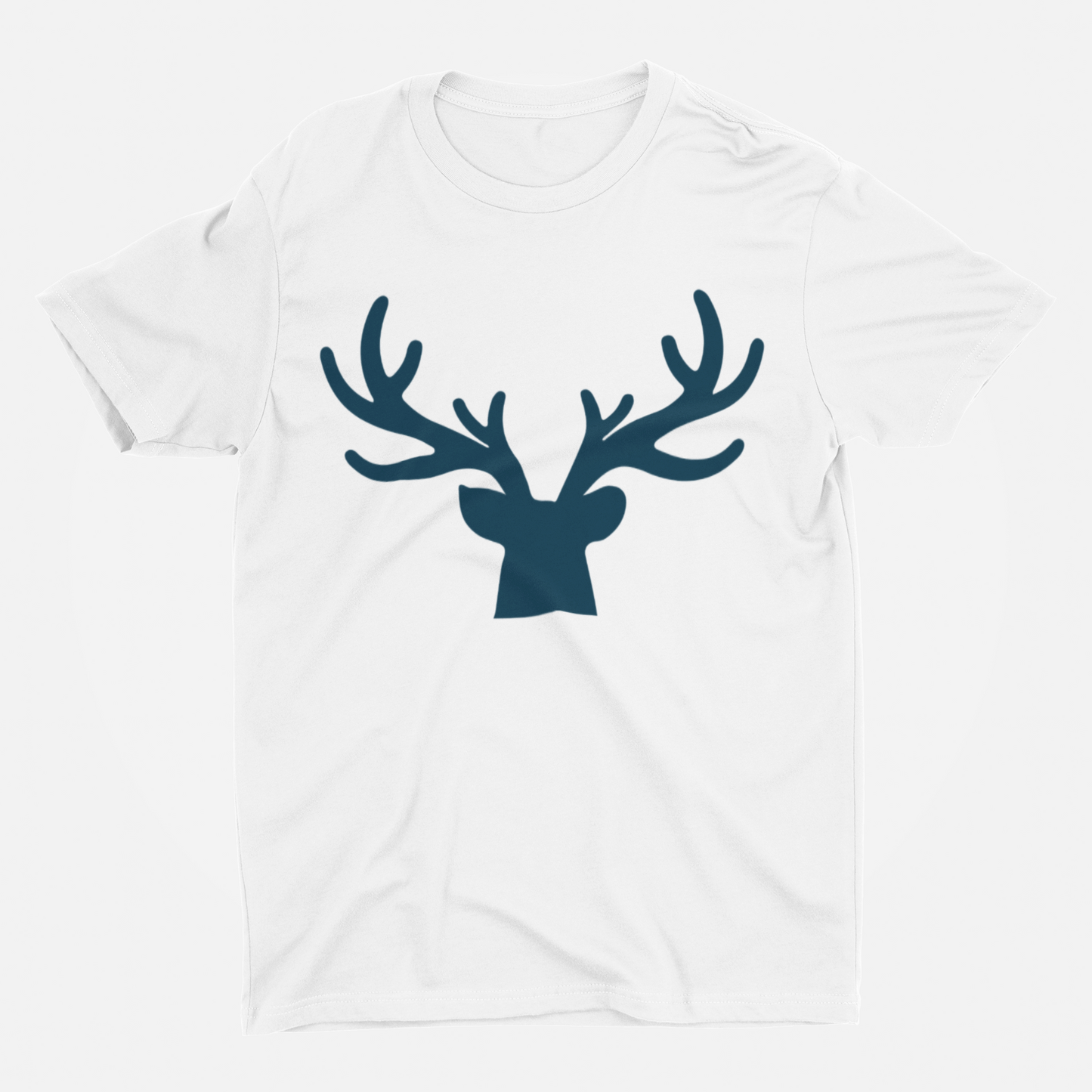 ATOM Signature Blue Deer Head White T-Shirt For Men