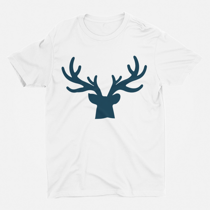 ATOM Signature Blue Deer Head White T-Shirt For Men