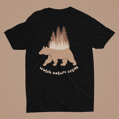 Watch Nature Closely Black T-Shirt For Men - ATOM