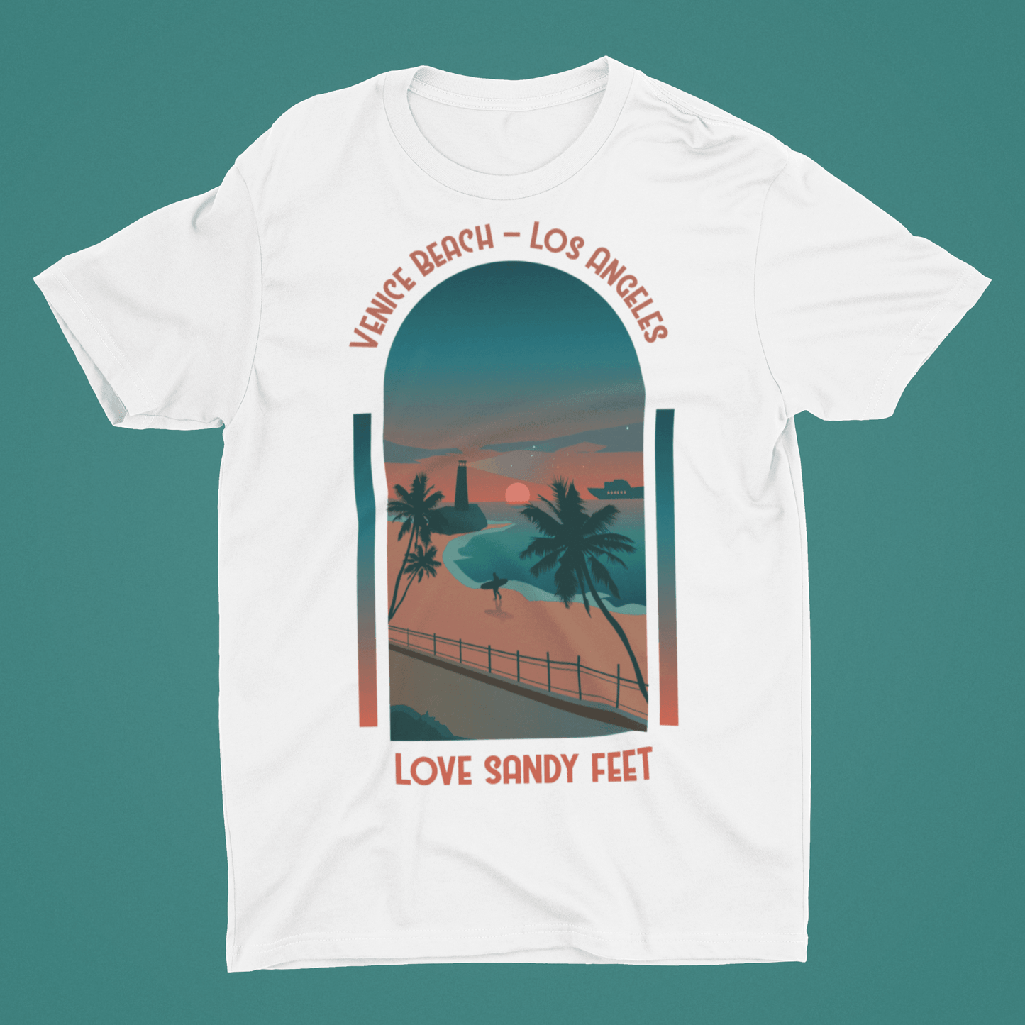 Venice Beach - Los-Angeles White T-Shirt For Men - ATOM