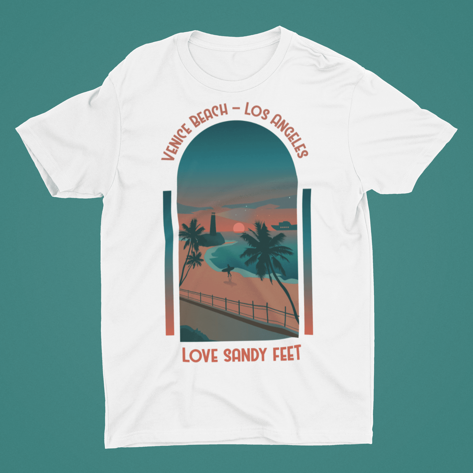 Venice Beach - Los-Angeles White T-Shirt For Men - ATOM