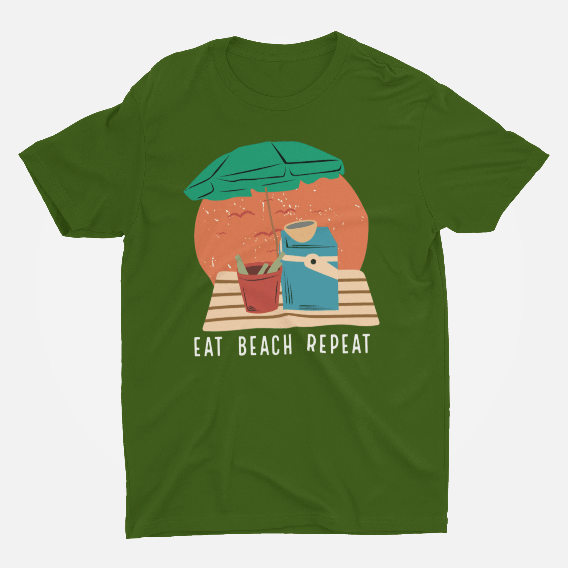 Eat Beach Repeat Green T-Shirt For Men - ATOM