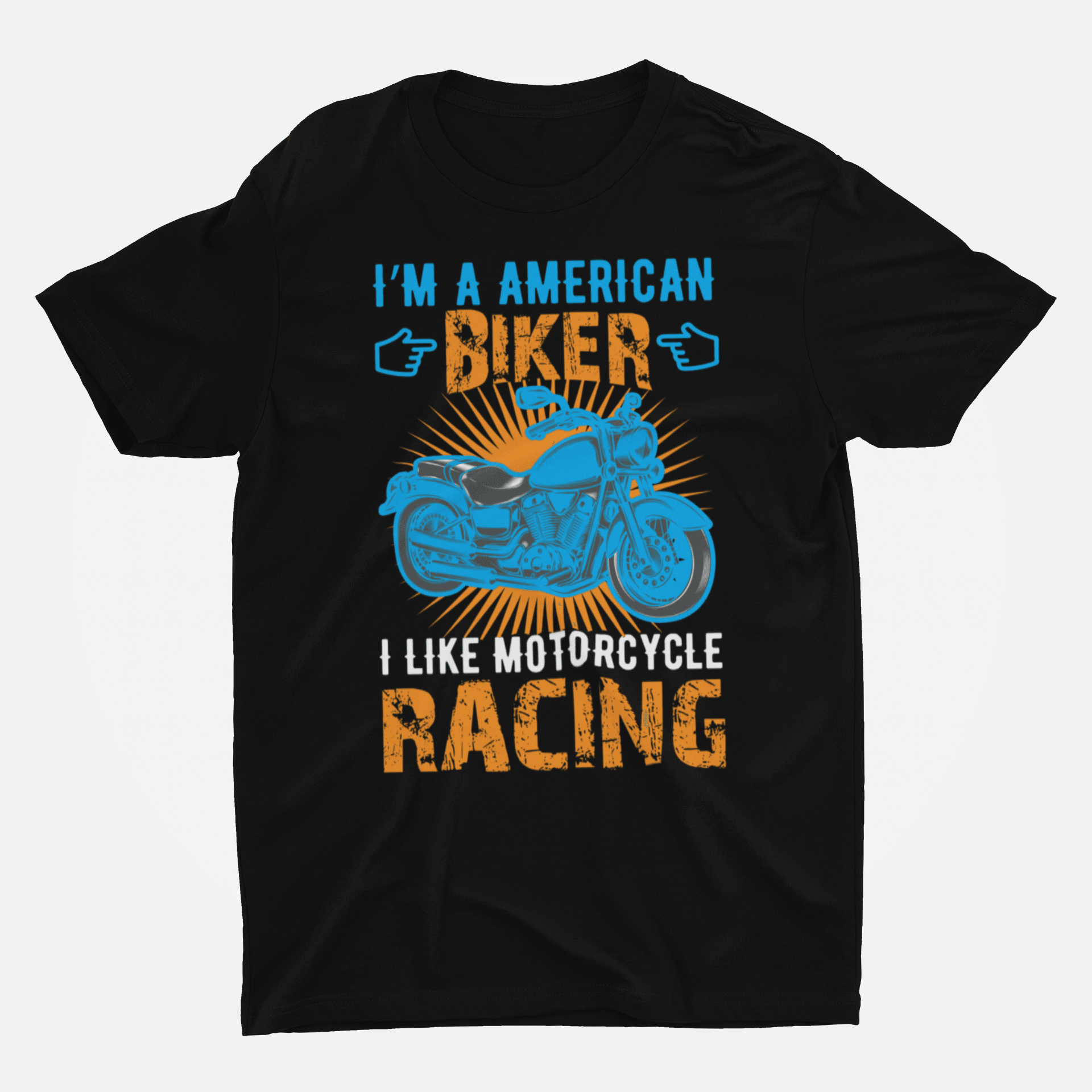 I Am American Biker Black T-Shirt For Men - ATOM