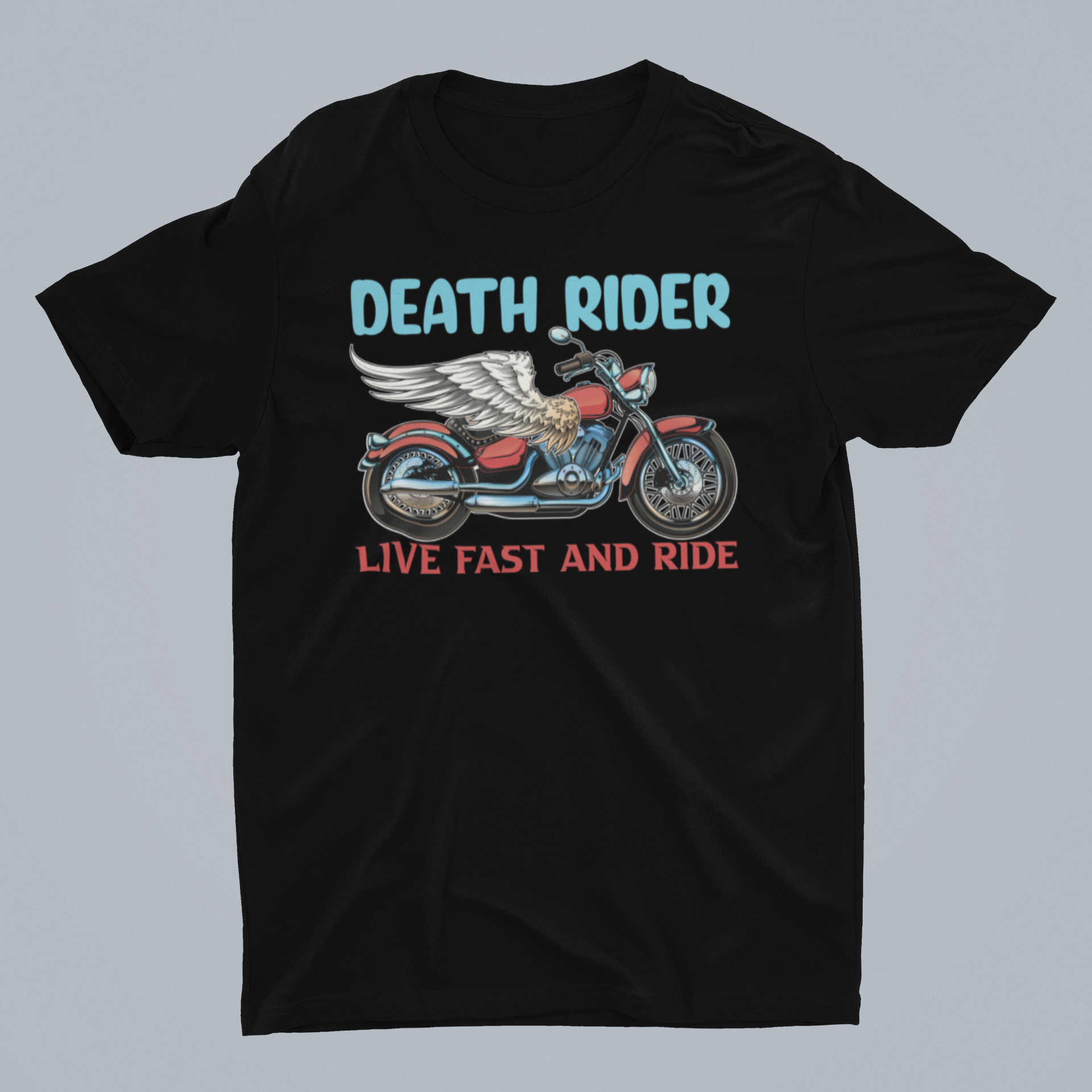 Death Rider Black Round Neck T-Shirt for Men