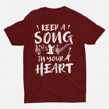 Keep Song In Your Heart Marron Round Neck T-Shirt for Men