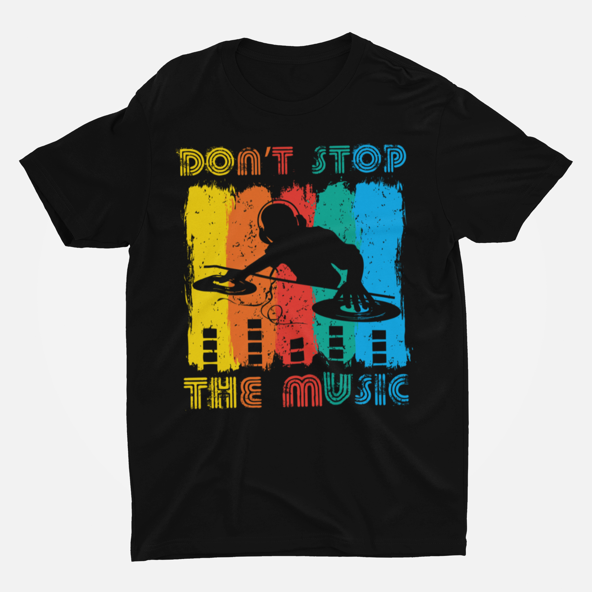 Dont Stop The Music Black Round Neck T-Shirt for Men