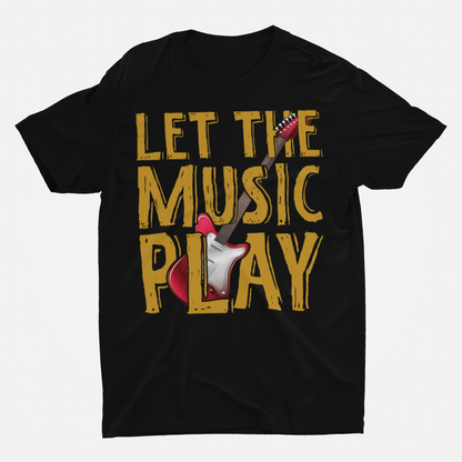 Let The Music Play Black Round Neck T-Shirt for Men