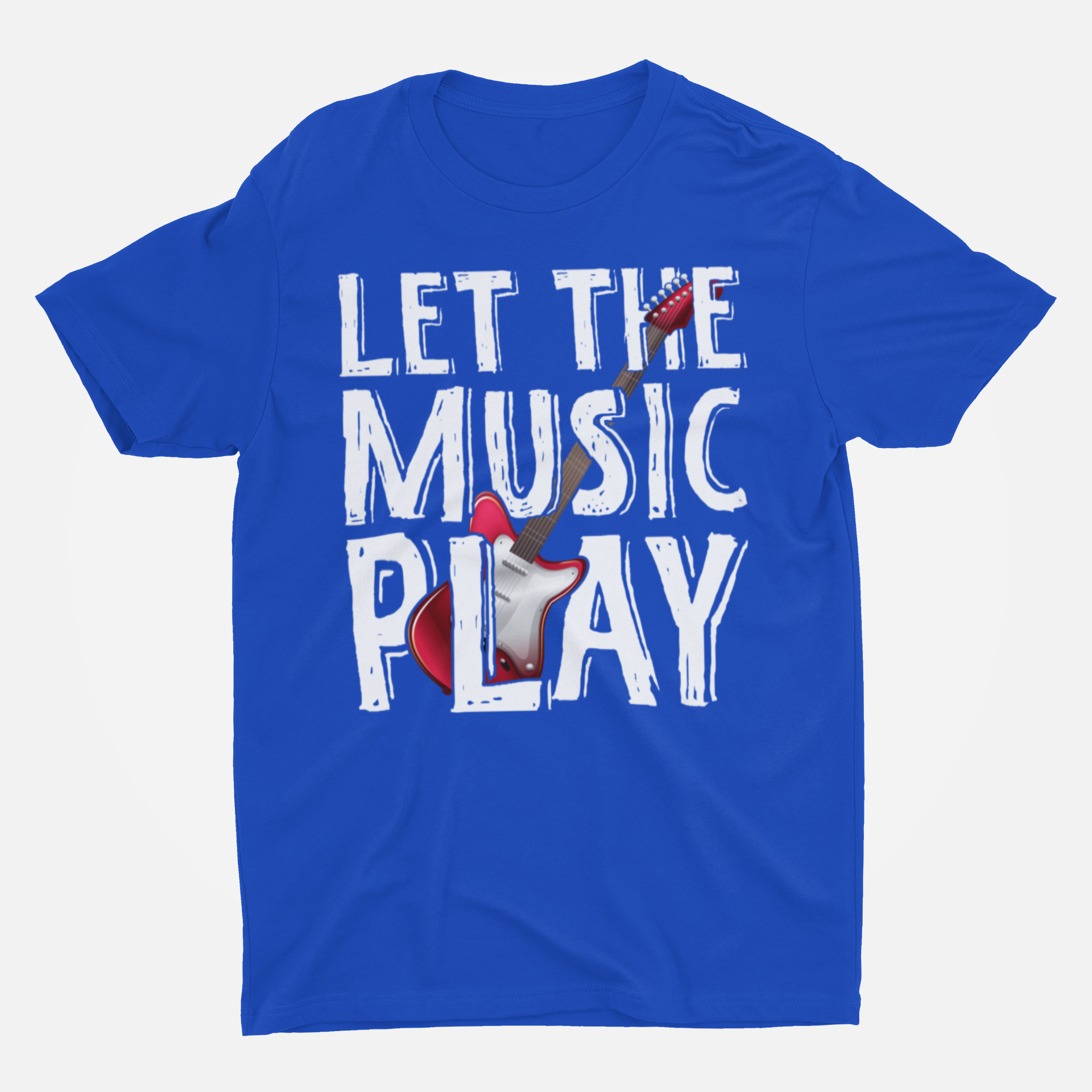 Let The Music Play Royal Blue Round Neck T-Shirt for Men