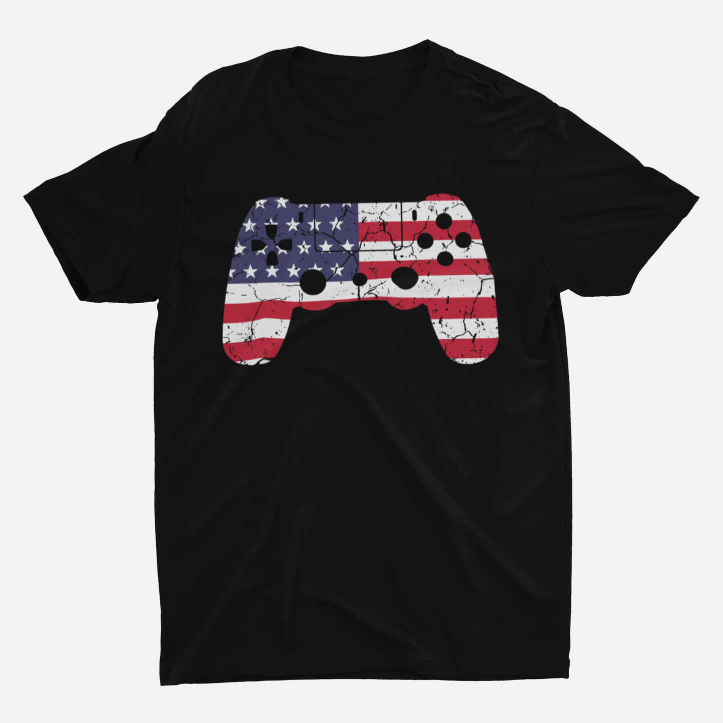American Gamer Black Round Neck T-Shirt for Men