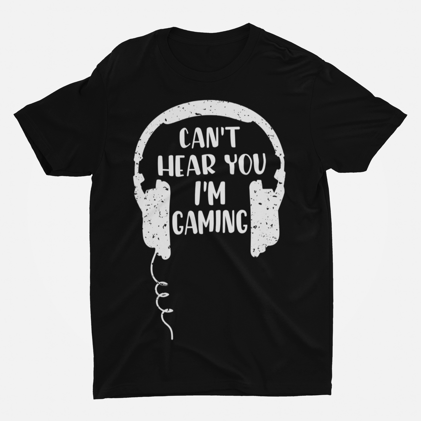 I Cant Hear You I Am Gaming Black Round Neck T-Shirt for Men