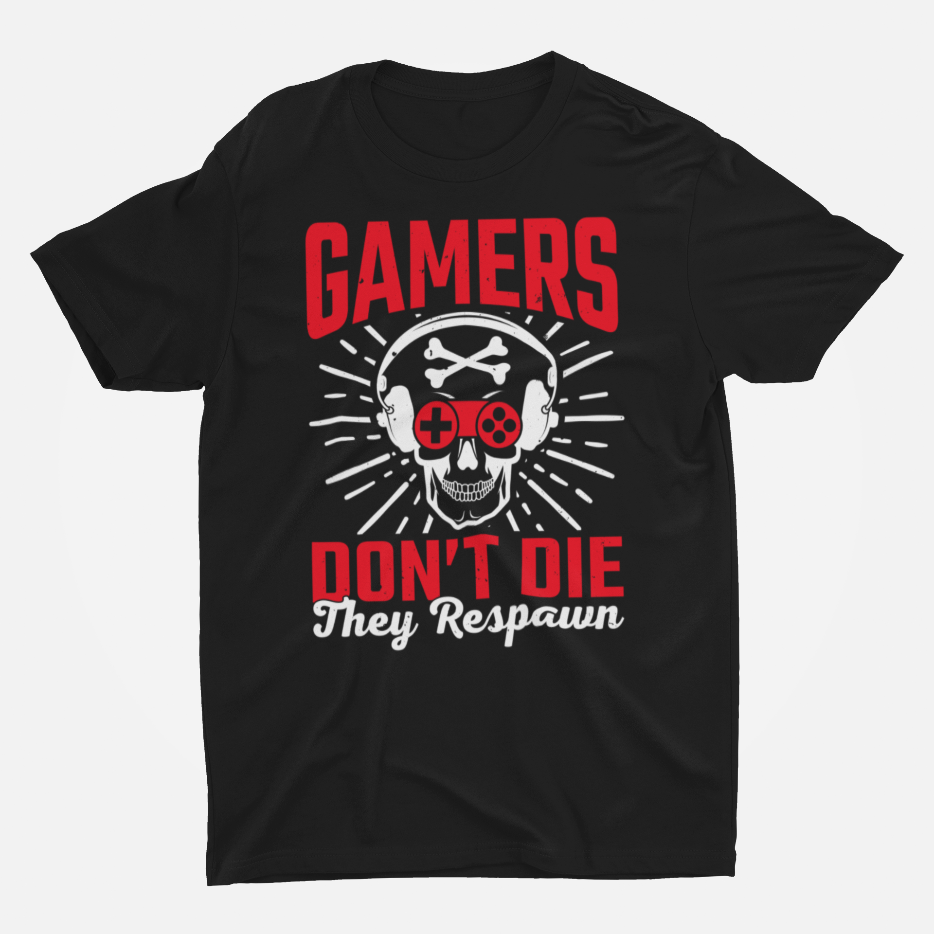 Gamers Dont Die Black Round Neck T-Shirt for Men