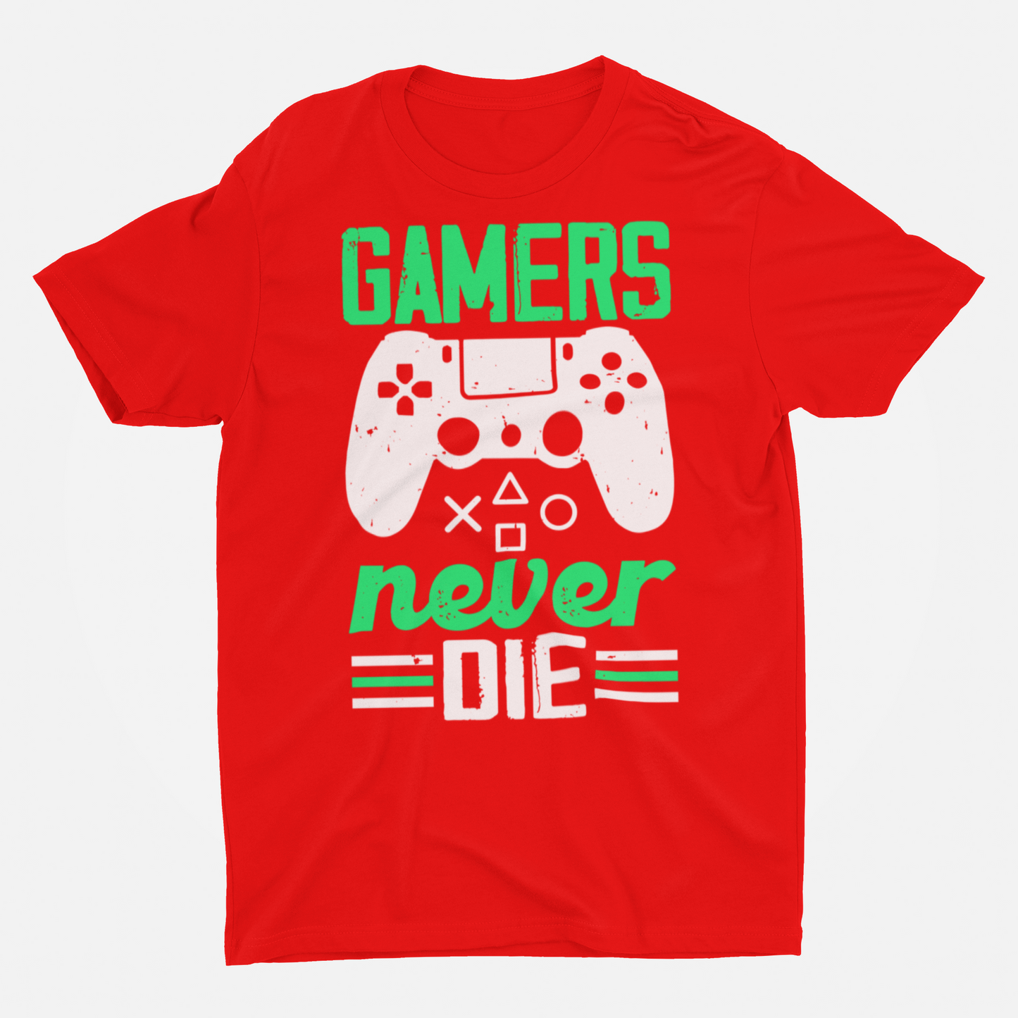 Gamers Never Die Red Round Neck T-Shirt for Men