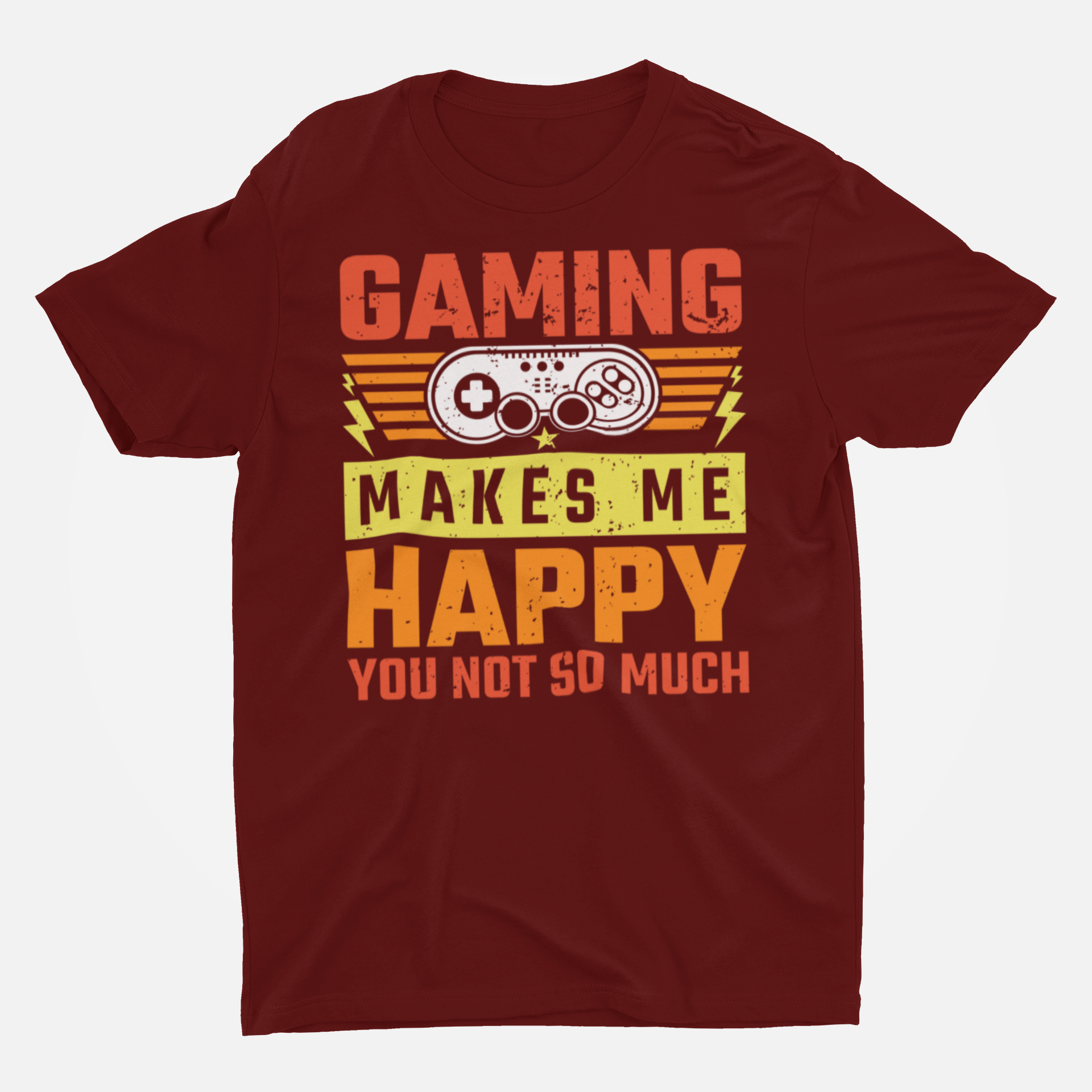 Gaming Makes Me Happy Marron Round Neck T-Shirt for Men