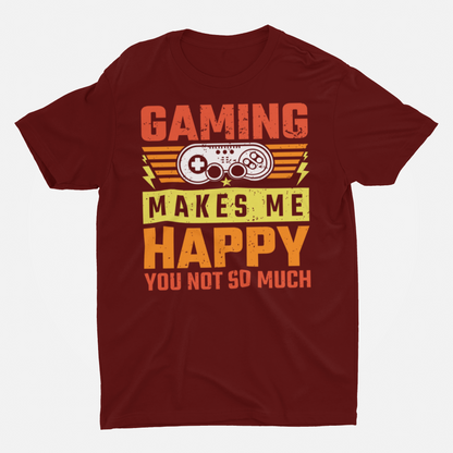 Gaming Makes Me Happy Marron Round Neck T-Shirt for Men