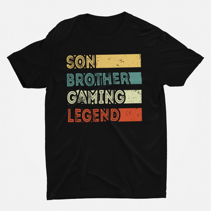 Son Brother Gaming Legend Black Round Neck T-Shirt for Men
