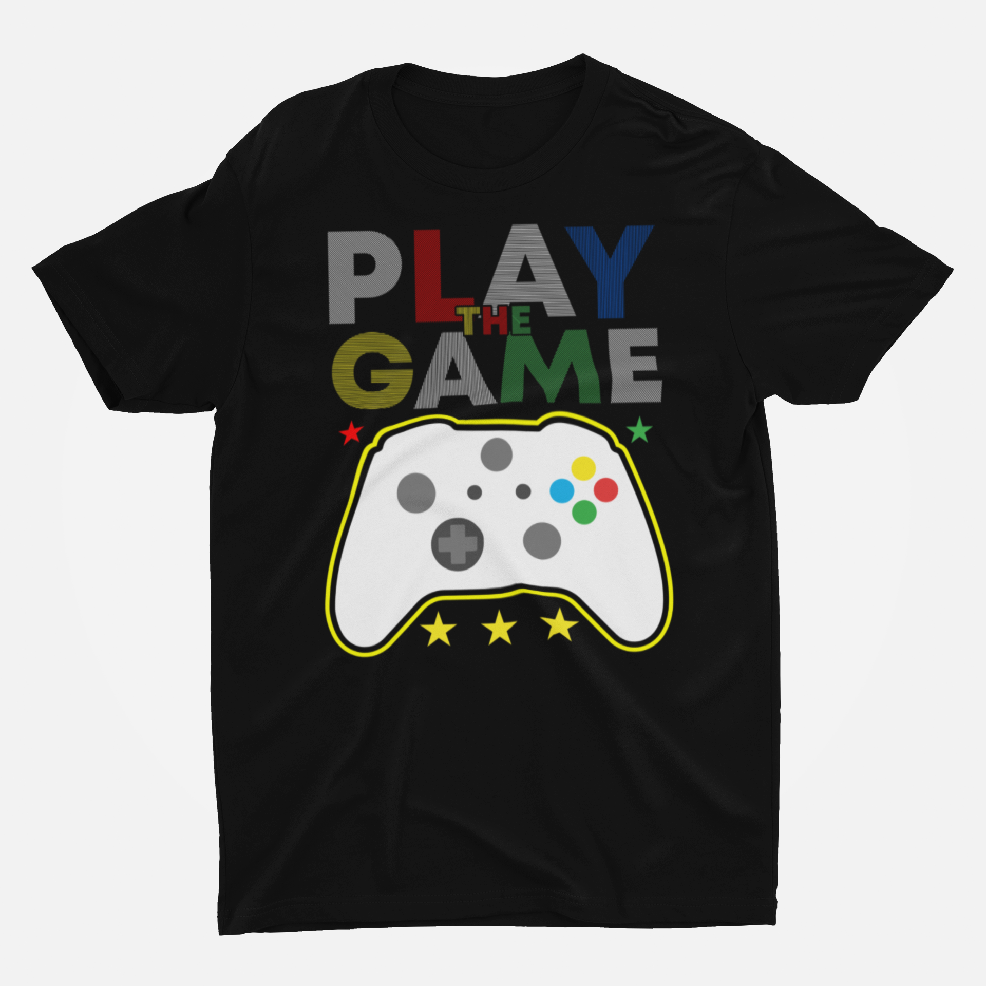 Play The Game Black Round Neck T-Shirt for Men