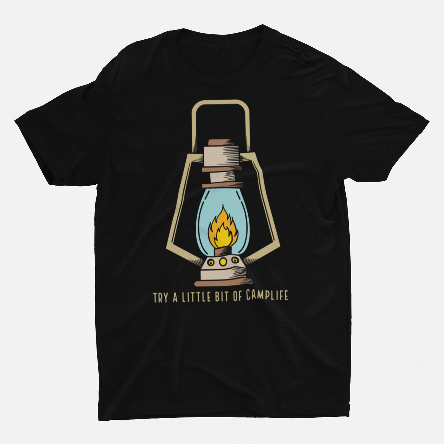 Try A Little Bit Of Camp Life Black Round Neck T-Shirt for Men