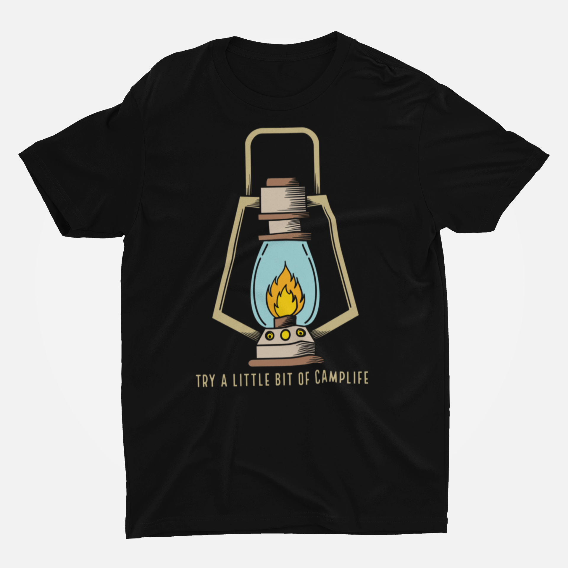Try A Little Bit Of Camp Life Black Round Neck T-Shirt for Men