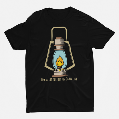 Try A Little Bit Of Camp Life Black Round Neck T-Shirt for Men