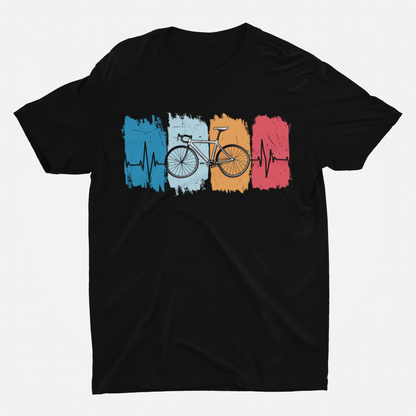 Cycling Heartline Black Round Neck T-Shirt for Men
