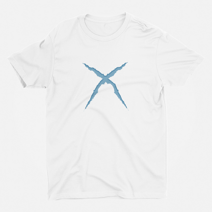 Criss Cross White Round Neck T-Shirt for Men