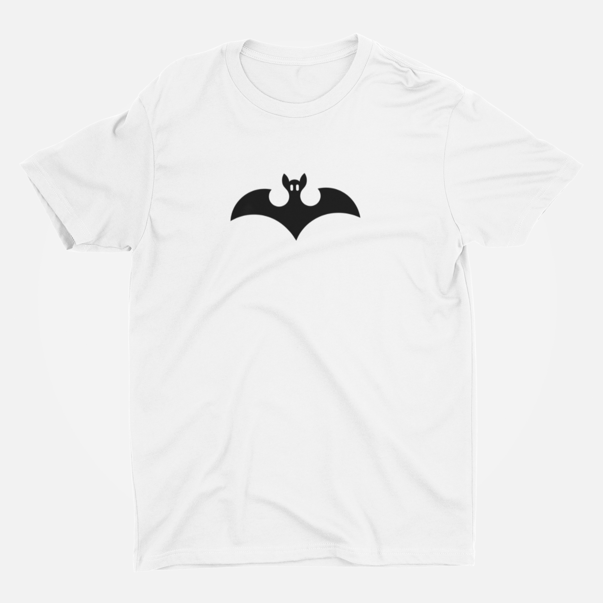 Bat Figure White Round Neck T-Shirt for Men