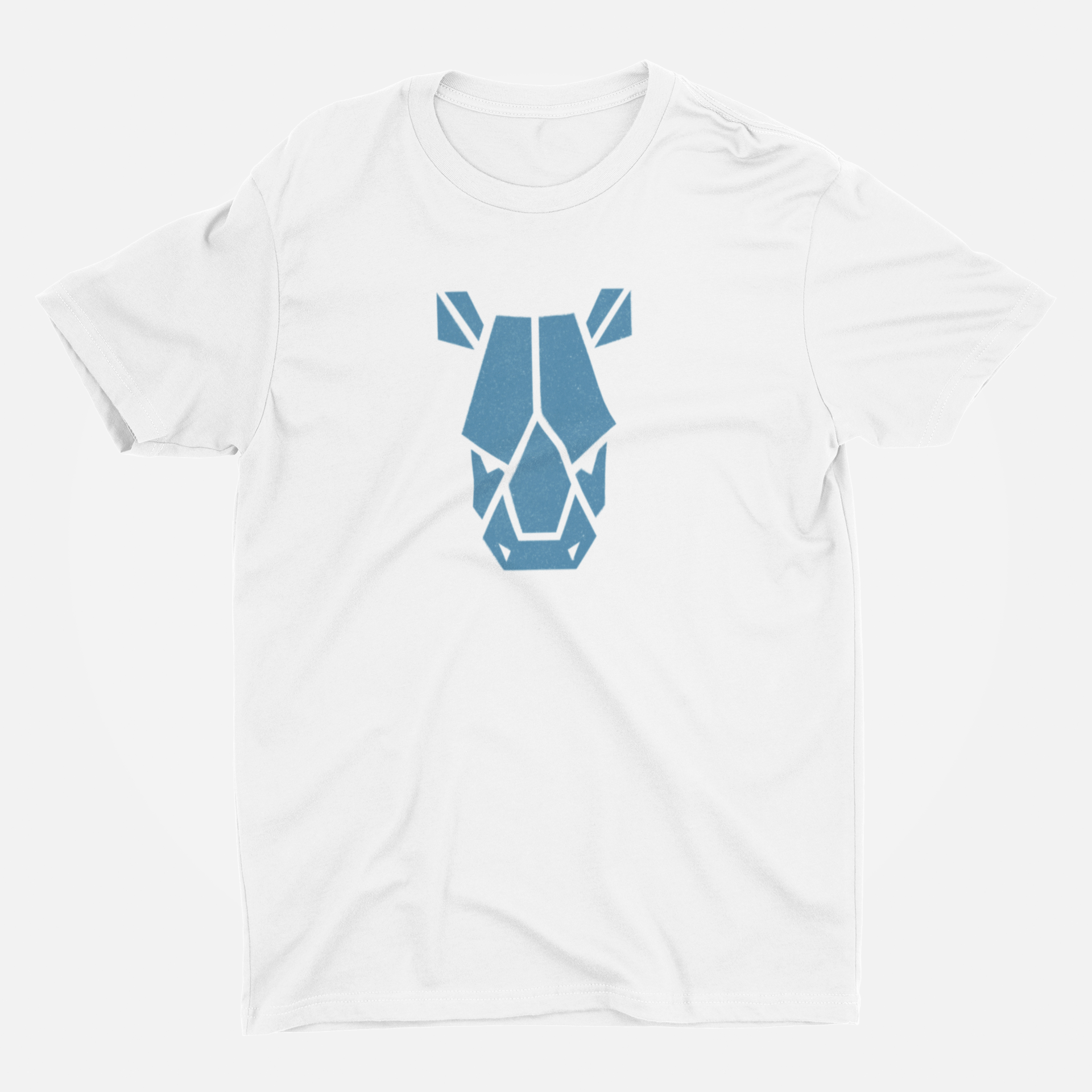 Blue Robot Face White Round Neck T-Shirt for Men