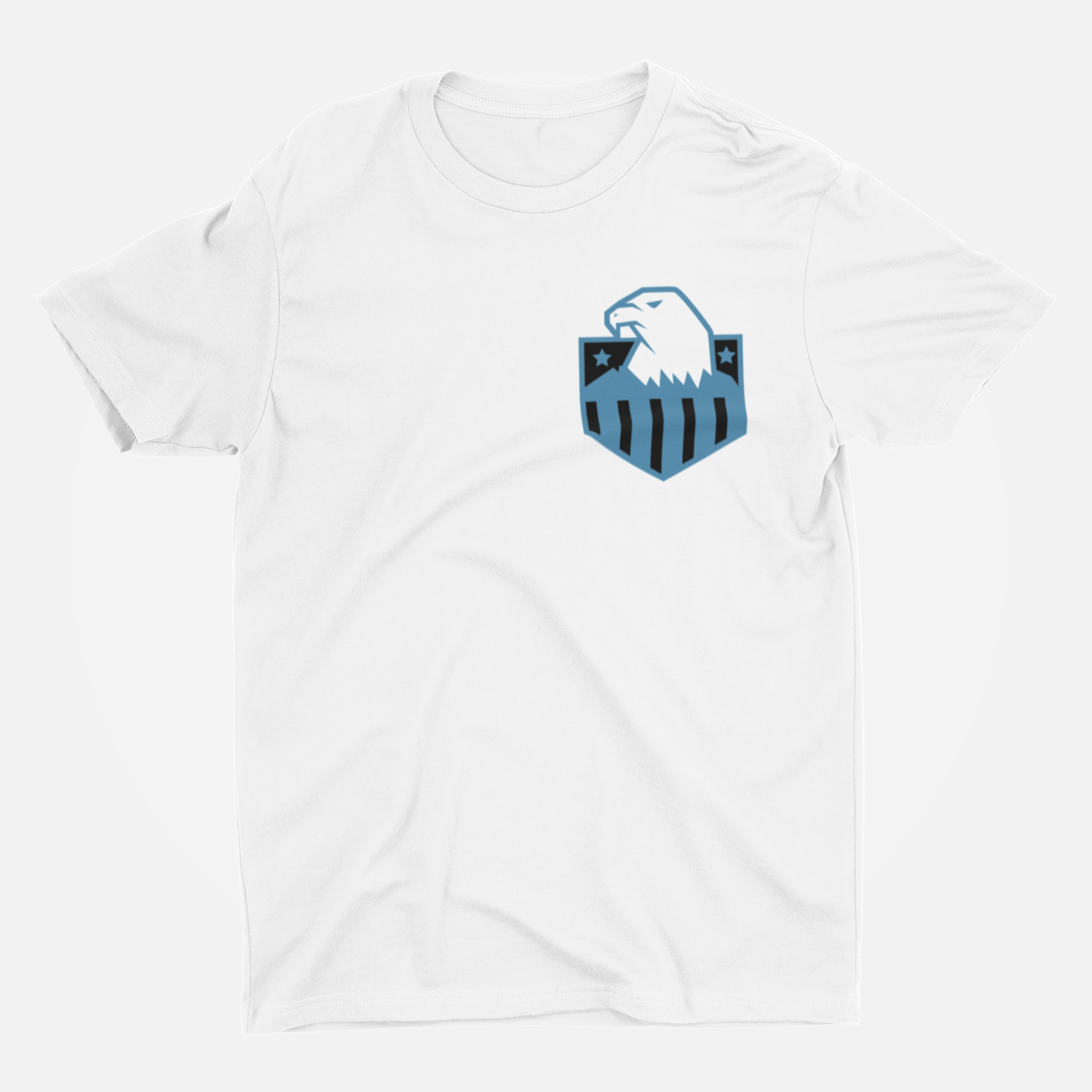 Pocket Eagle White Round Neck T-Shirt for Men. 