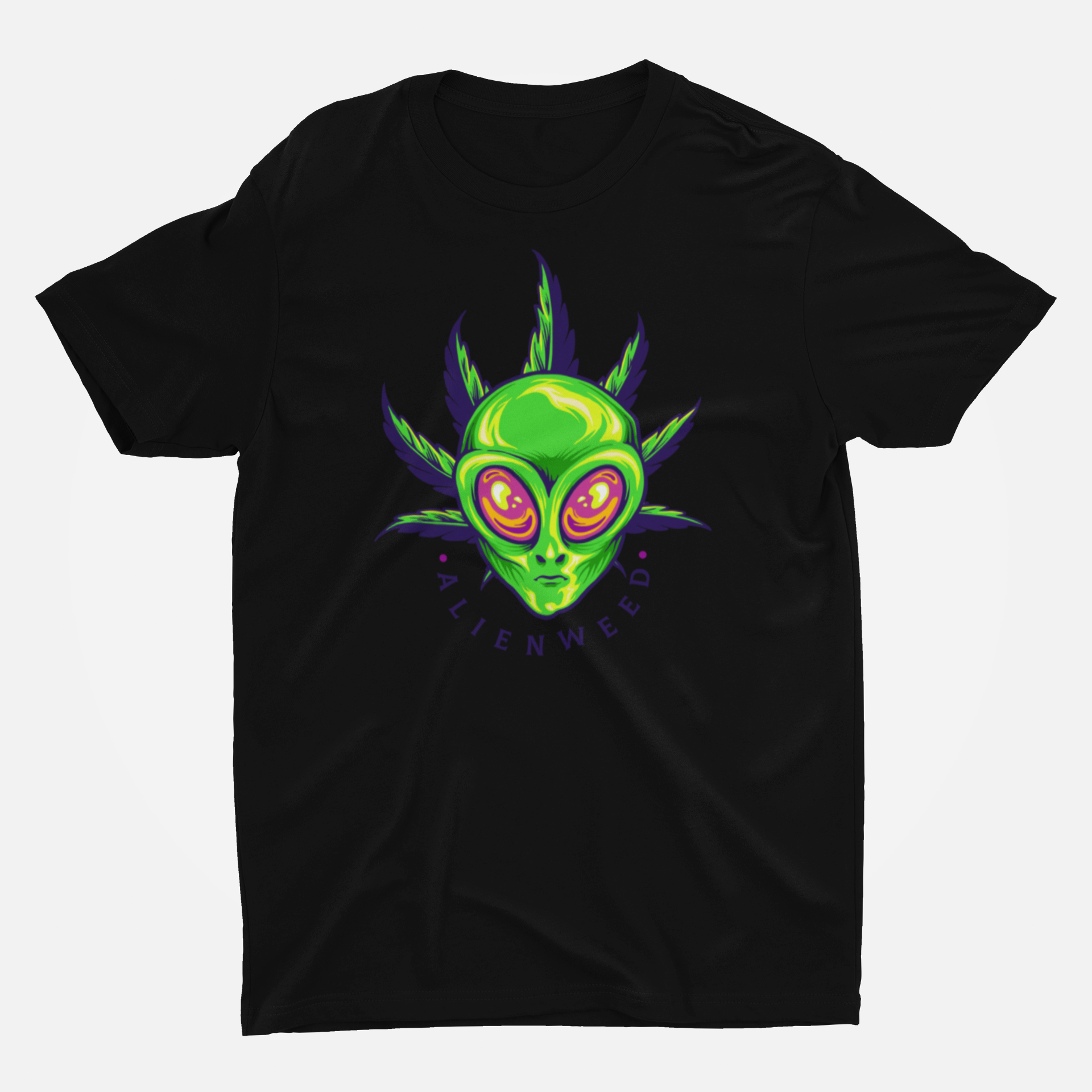 Green Leafy Alien Round Neck T-Shirt for Men.
