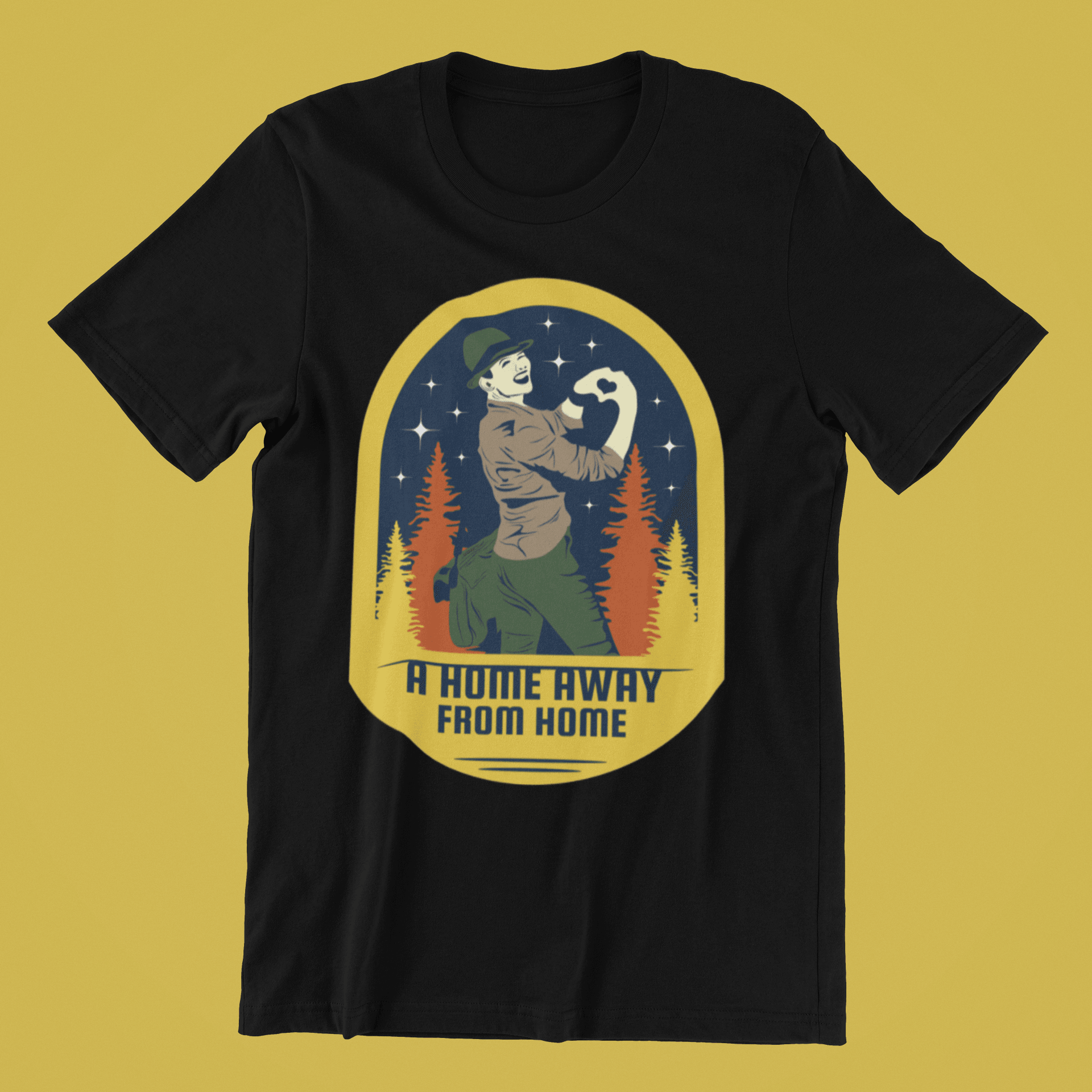 A Home Away From Home Black Oversized T-Shirt For Men - ATOM