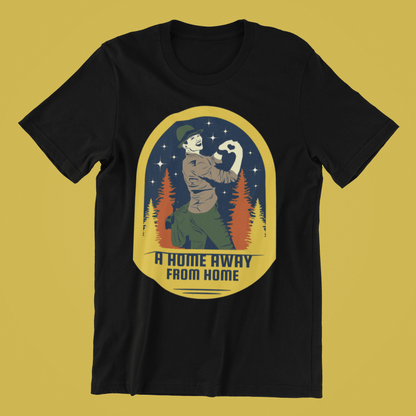 A Home Away From Home Black Oversized T-Shirt For Men - ATOM