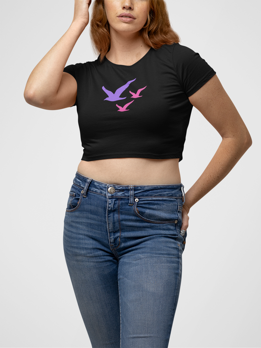 Flying Eagle Black Crop Top For Women