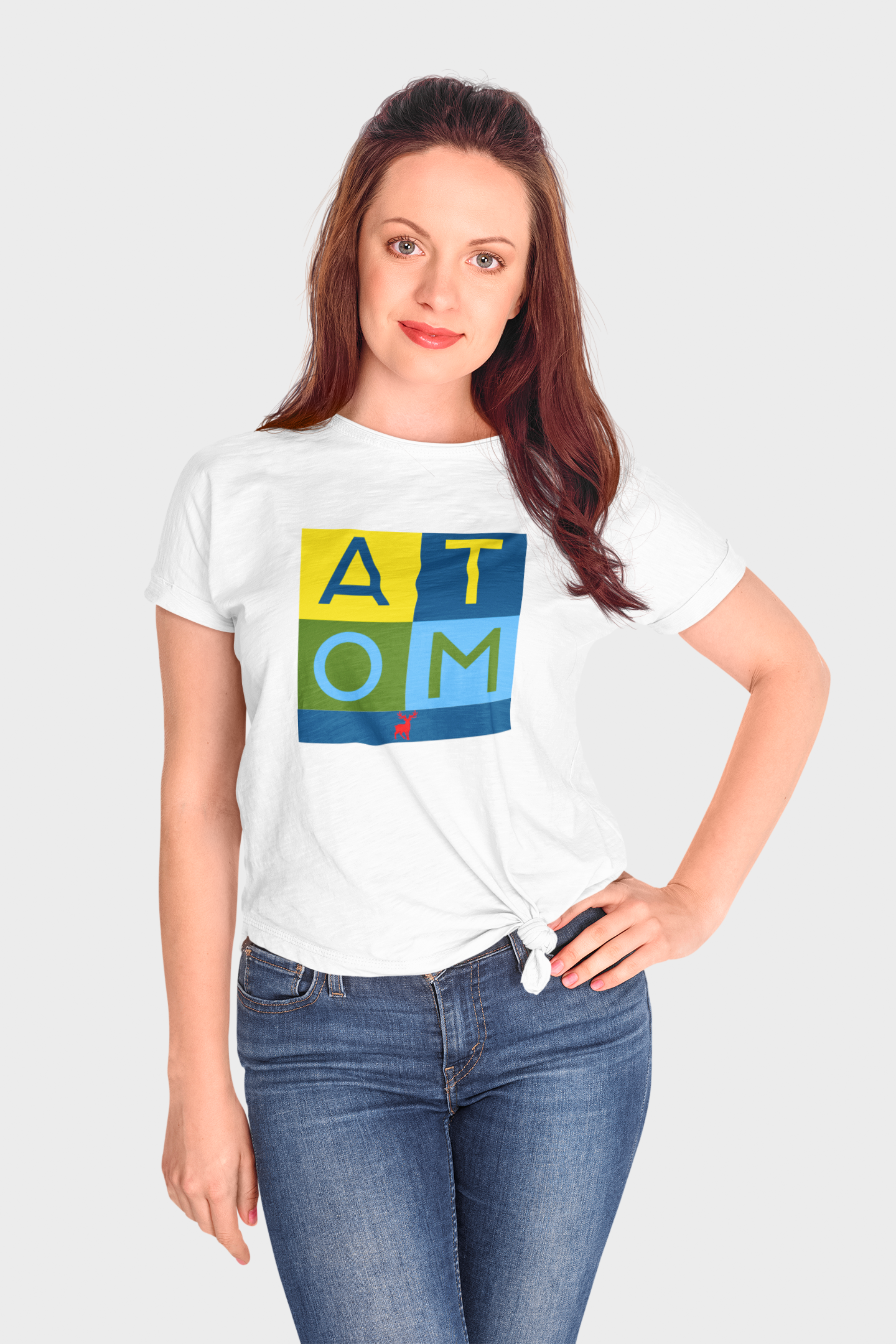 ATOM Signature Color Box White T-Shirt for Women. 