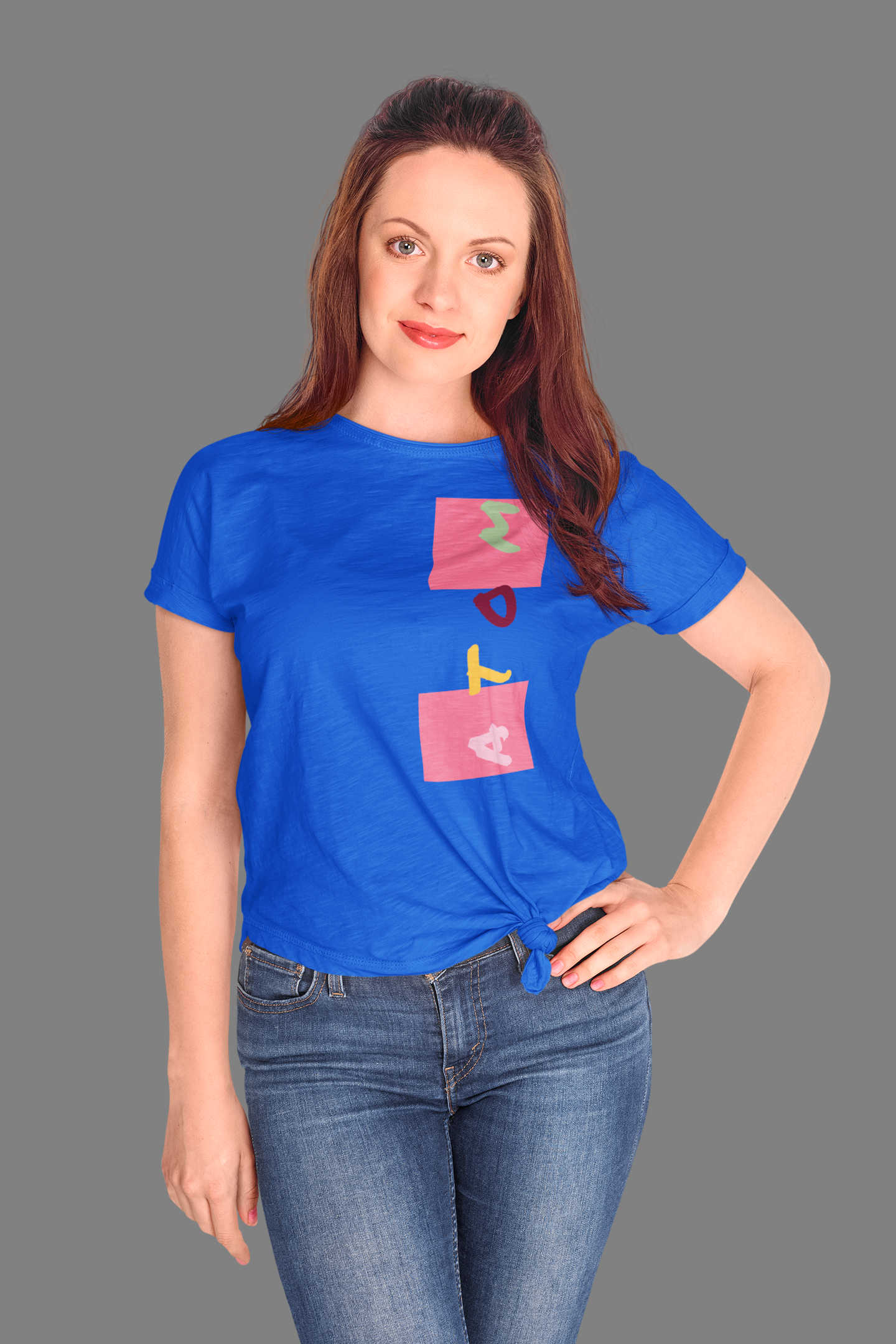 ATOM Signature Permanent Marker Royal Blue T-Shirt for Women. 
