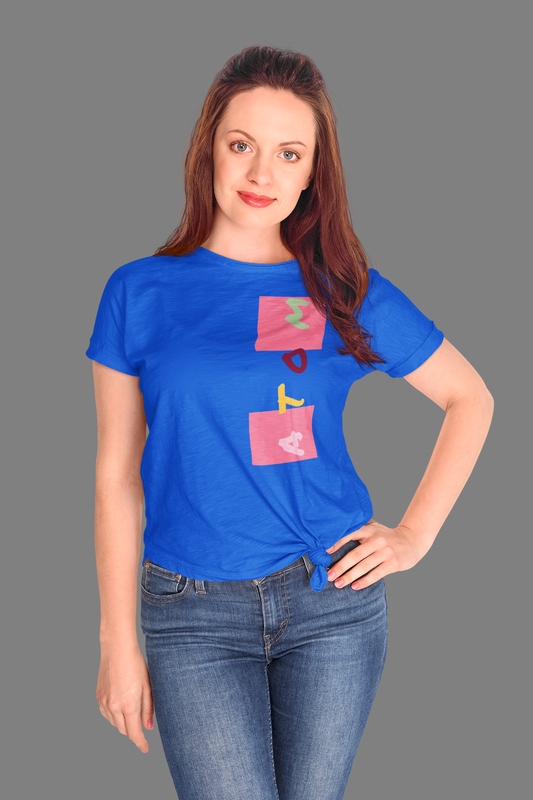 ATOM Signature Permanent Marker Royal Blue T-Shirt for Women. 