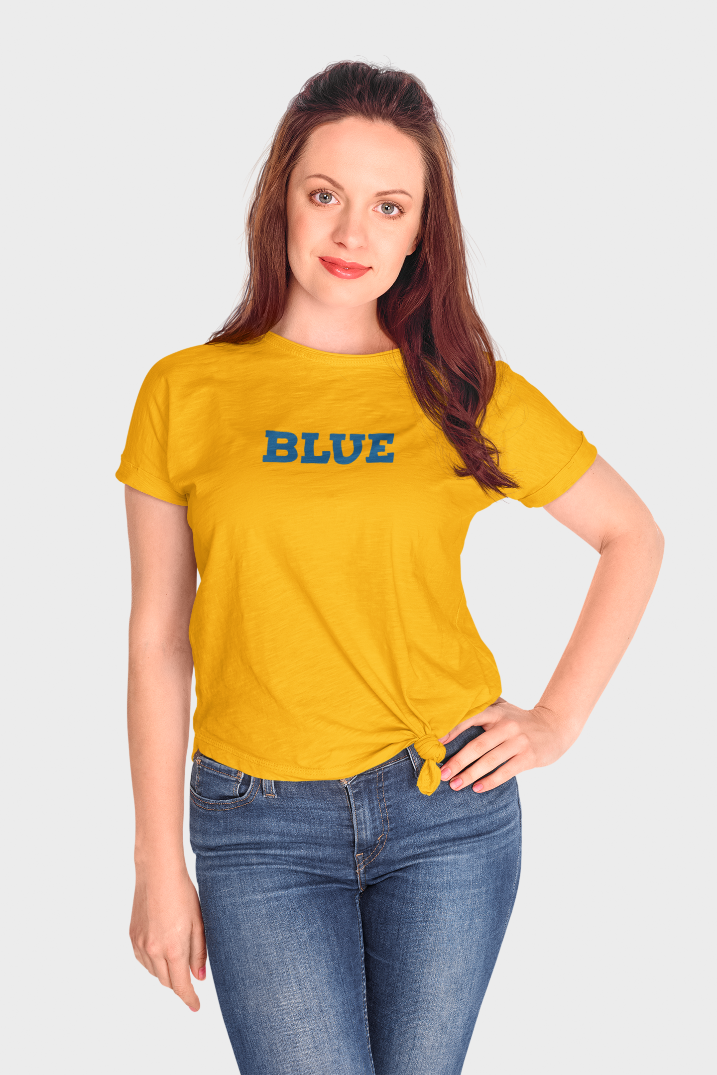 ATOM Basic Colour Splash Mustard Yellow Round Neck T-Shirt for Women. 