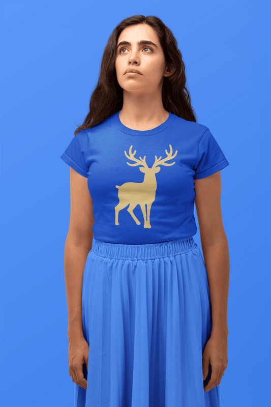 ATOM Signature Golden Mascot Royal Blue T-Shirt For Women - ATOM