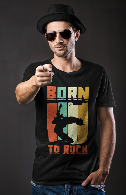 Born To Rock Black T-Shirt For Men