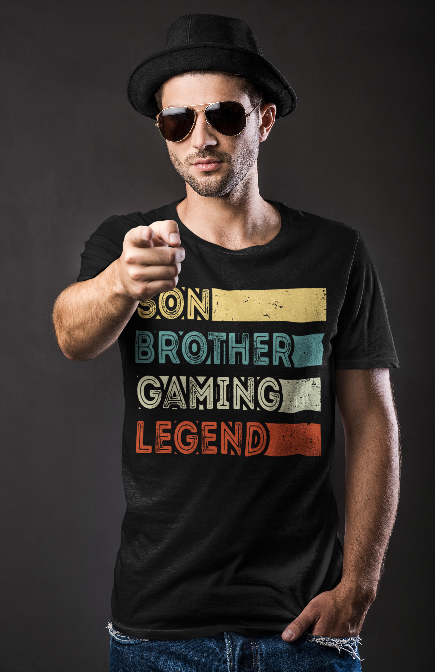 Son Brother Gaming Legend Black Round Neck T-Shirt for Men