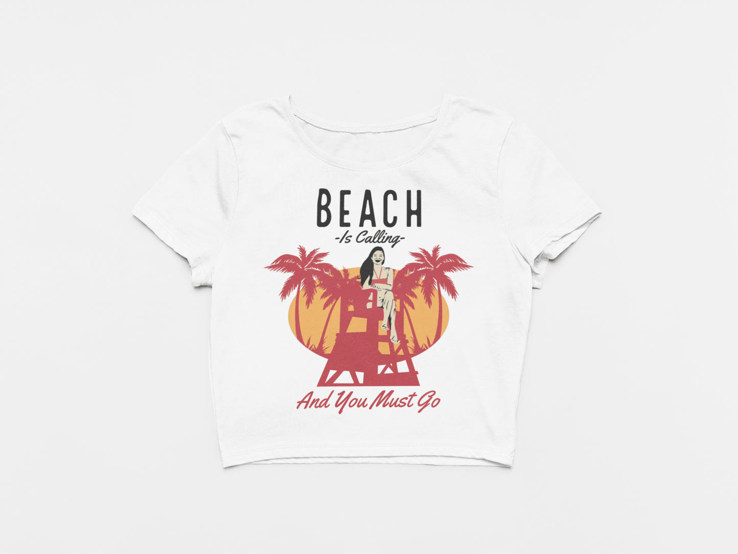 Beach Is Calling White Crop Top For Women - ATOM
