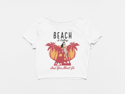 Beach Is Calling White Crop Top For Women - ATOM